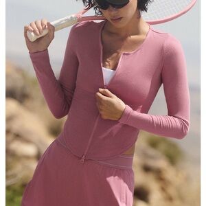 ALO Yoga Ribbed Stardust Jacket in Pink